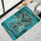 Stained Glass Watercolor Marble Mineral Design Turquoise Teal Gold  Eco-Friendly Bath Mat