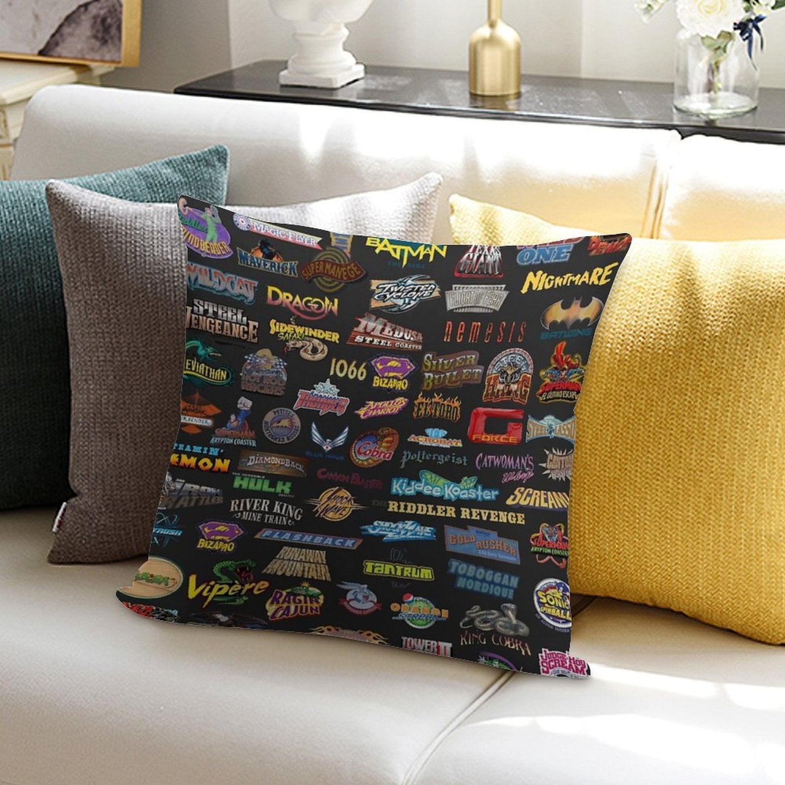 Roller Coasters Soft Easy Maintenance Throw Pillow
