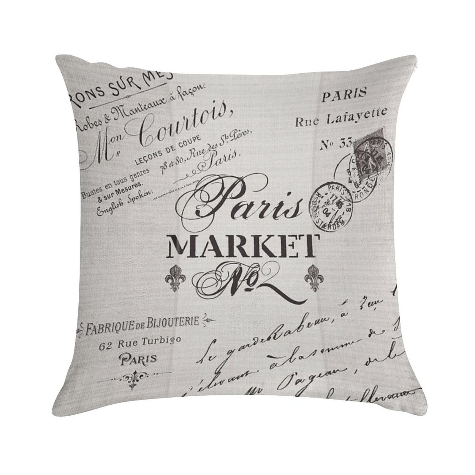 Paris Market Grey Soft Gift Ready Throw Pillow