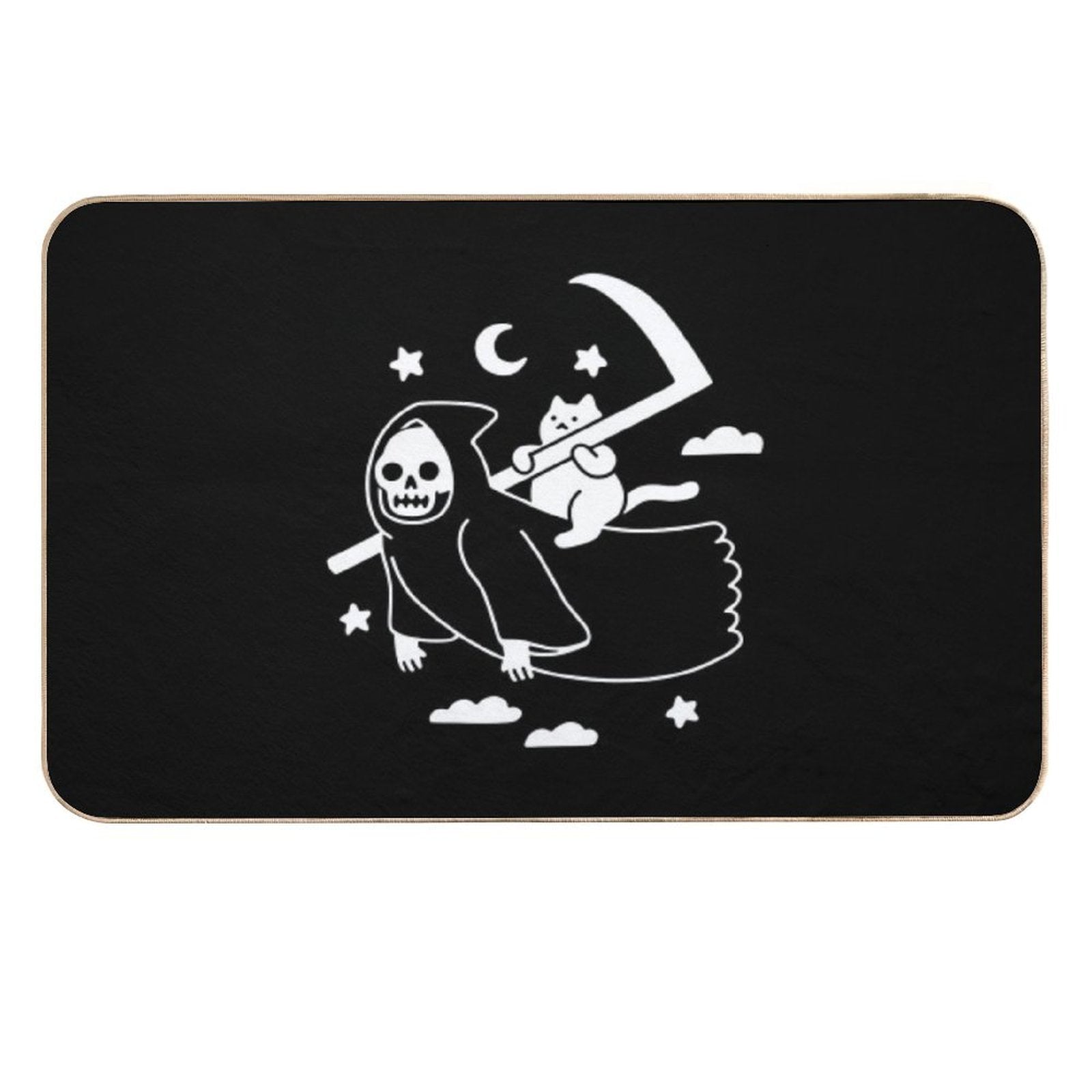 Cat Riding Grim Reaper  Anti-Trip Bath Mat