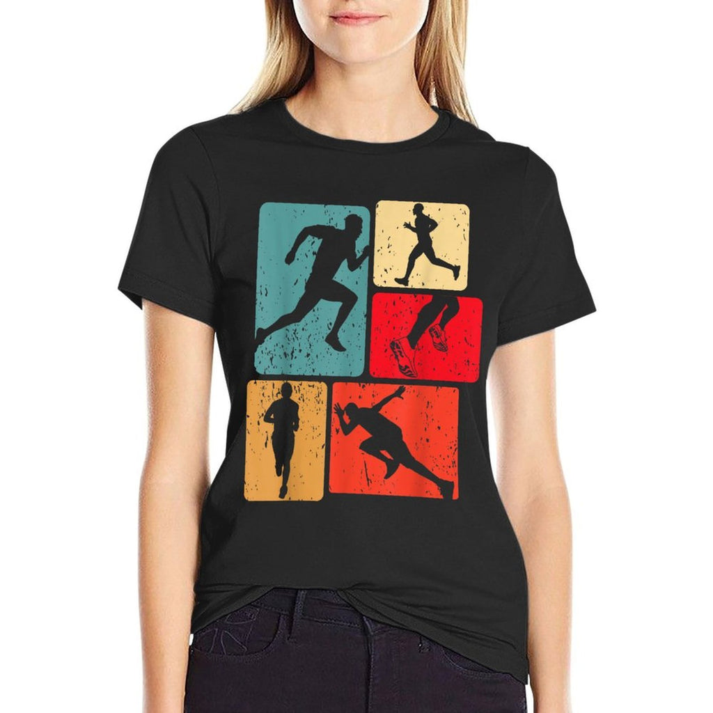 Funny Runner Running Marathon Track And Field Lovers Outfit  Rolled Sleeves T-Shirt