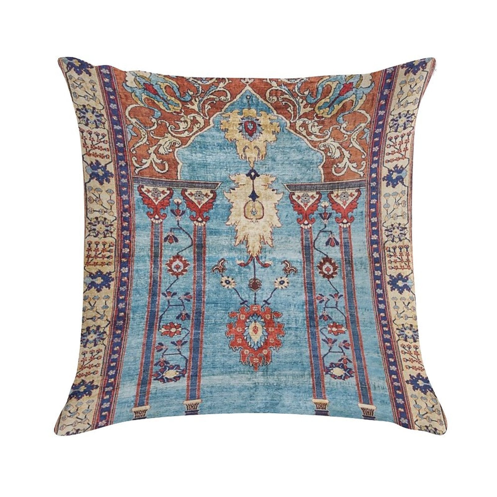 Antique Persian Silk Rug Print Soft Decorative Cover Throw Pillow