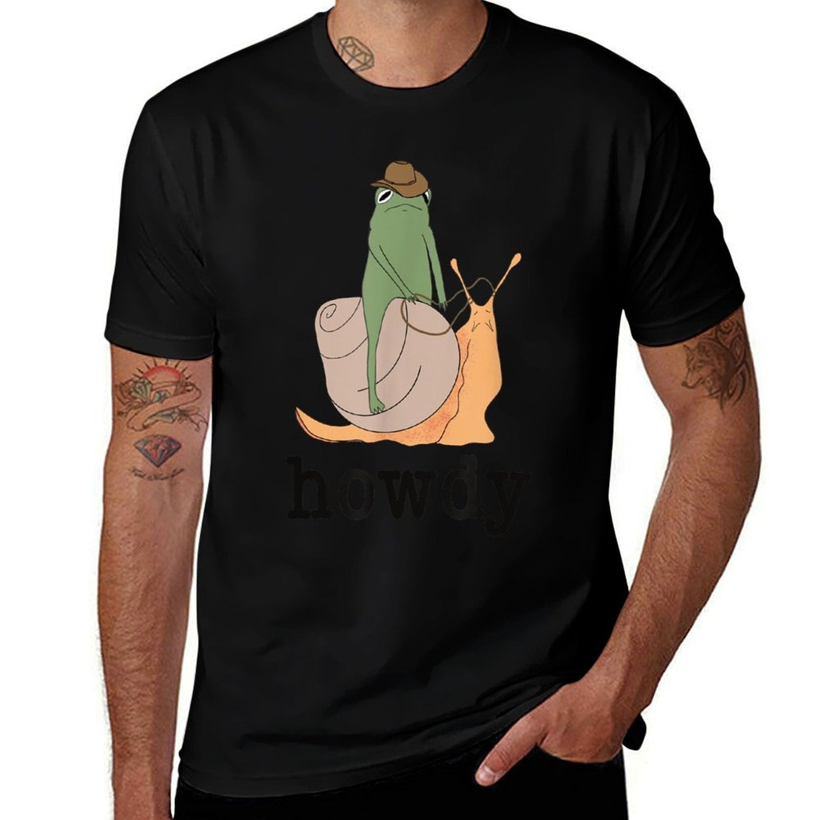 Snail Ridin Frog, Howdy Frog, Cowboy Frog Meme  Relaxed-fit T-Shirt