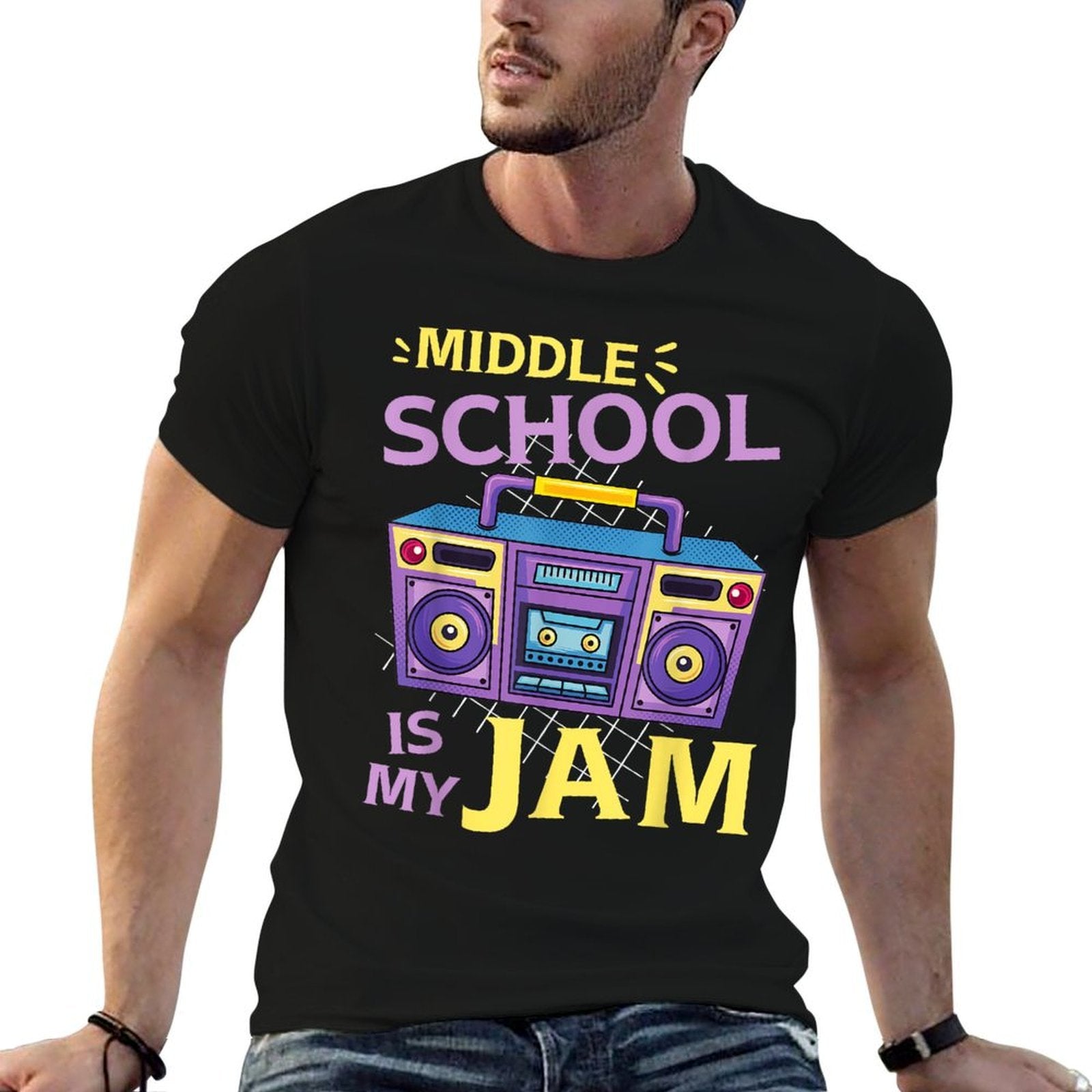 Middle School Is My Jam Vintage 80s Boombox Kids Youths  Versatile T-Shirt
