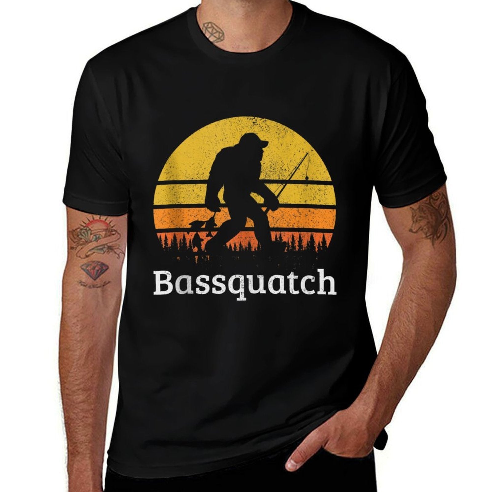 Bassquatch Funny Bass Fishing Sasquatch Bigfoot Vintage Gift  Versatile T-Shirt