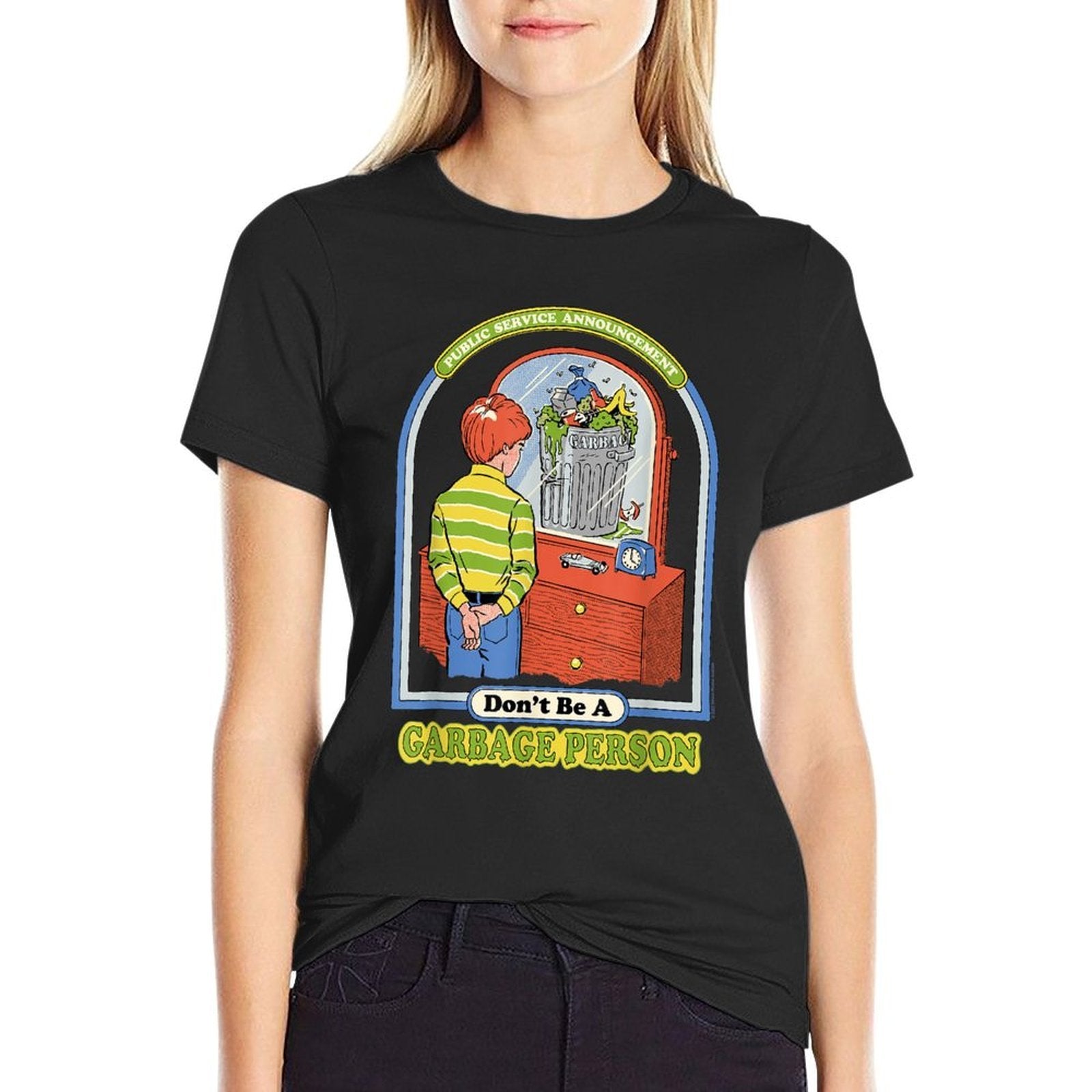 Steven Rhodes Dont Be A Garbage Person Funny Retro  Graphic-printed T-Shirt