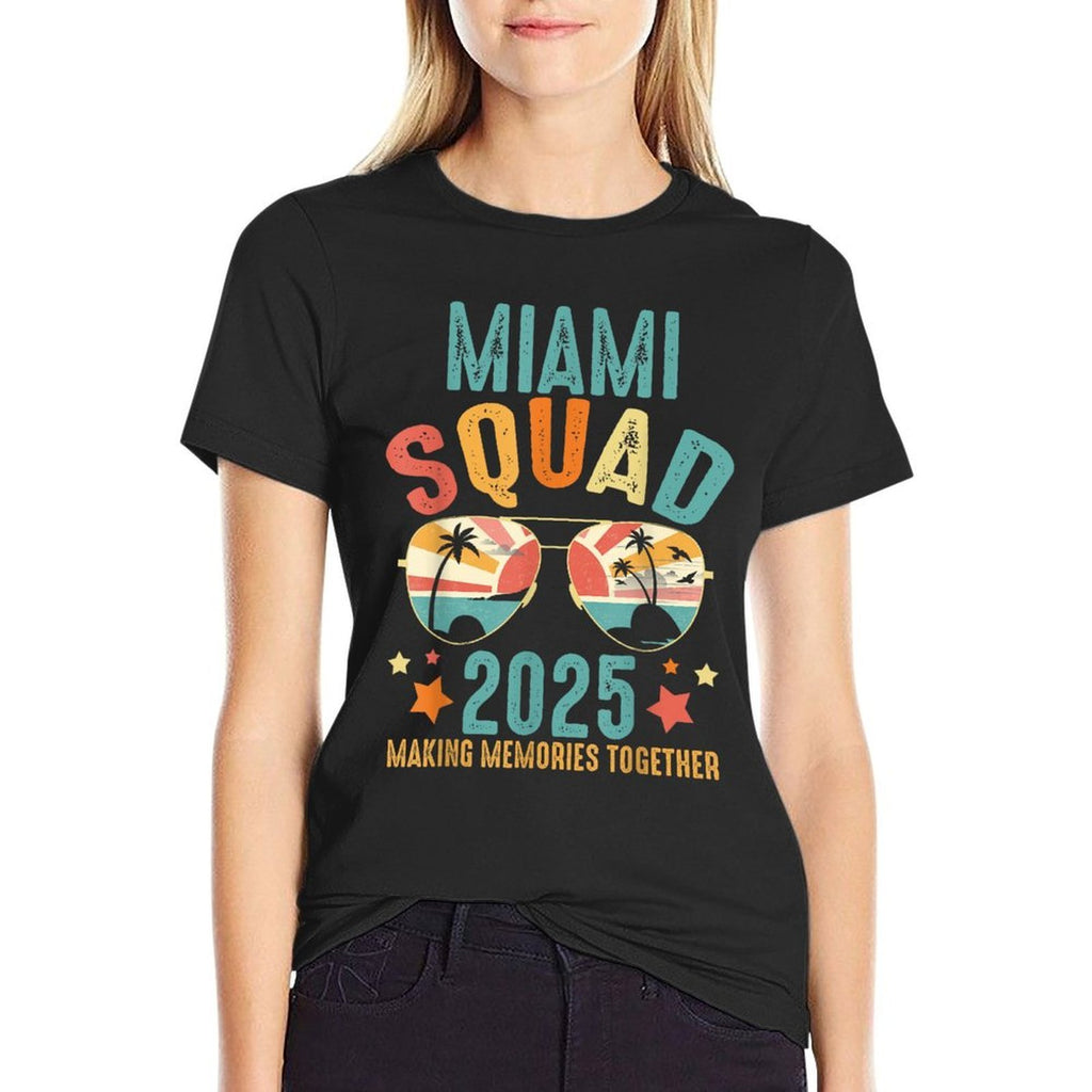 Miami Squad 2025 Funny Groovy Reunion Friends Trip Match  Rolled Sleeves T-Shirt
