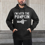 Im With The Pumpkin Funny Skeleton Halloween Couples Customizable Surface Hoodie