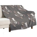 Opossum And A Racoon Playing Instruments Easy Care Throw Blanket