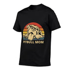 Vintage Pitbull Mom  Happy Smiling Pitbull Mom on Sunset  Rolled Sleeves T-Shirt