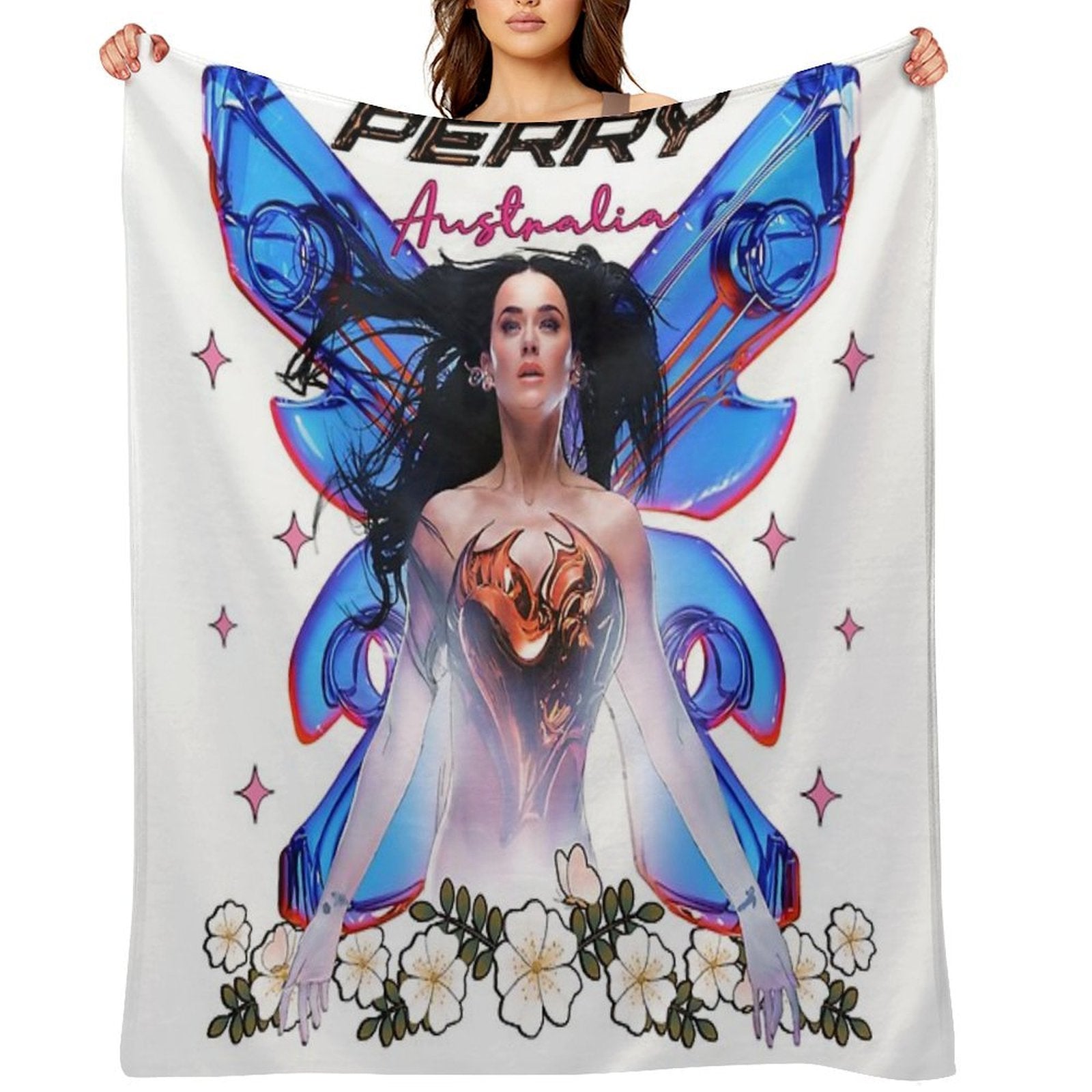 Perry Tour 2025  Katy Australia Print Tee  Butterfly Inspiration  Lifetimes Concert Tour Gift Men Woman Kids Multi-functional Throw Blanket