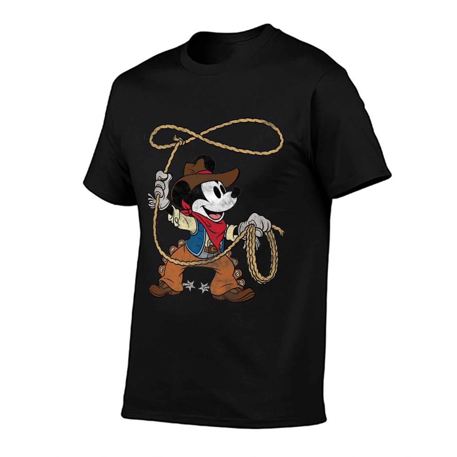 Disney Mickey Mouse Cowboy Costume Western Vintage Look Premium  Stretchy T-Shirt
