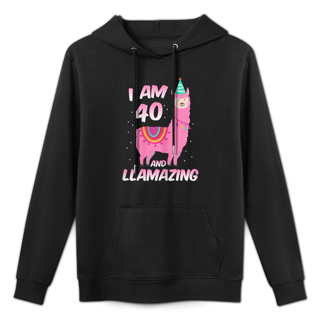 Womens I Am 40 Years Old And Llamazing Llama 40th Birthday Durable Construction Hoodie