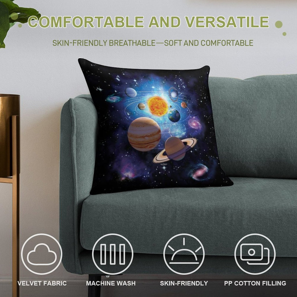Solar System Soft Hidden Zipper Throw Pillow