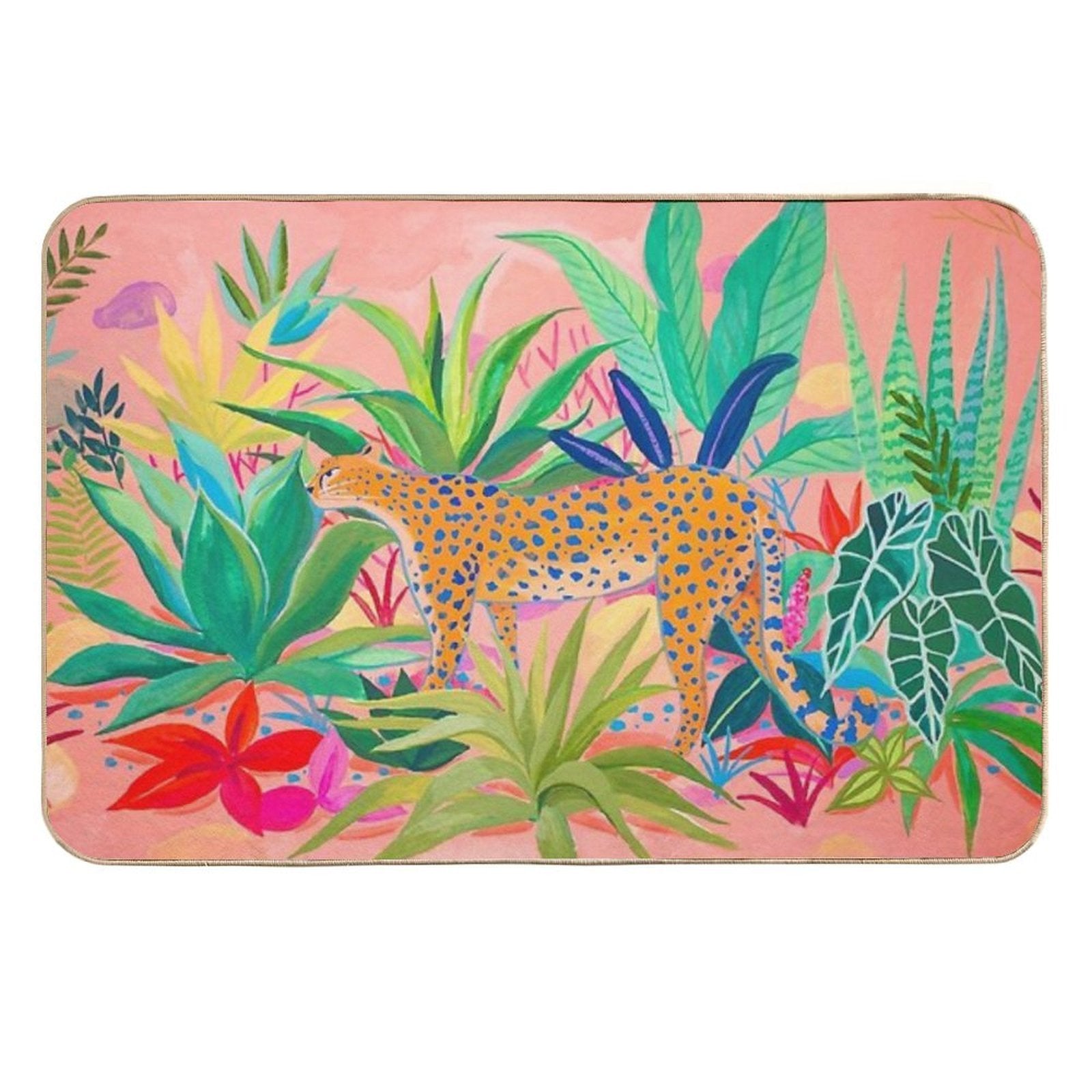 Leopard in Succulent Garden  Multi-Purpose Bath Mat