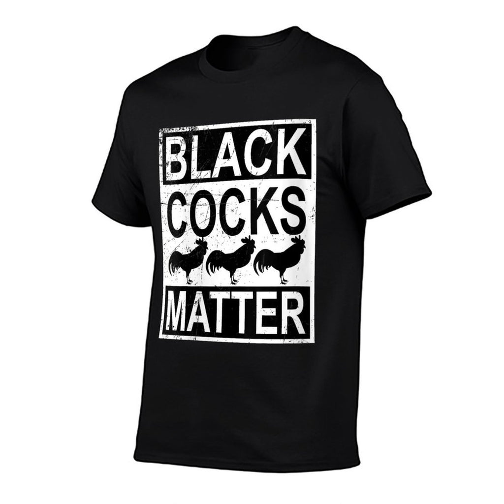 Womens Funny Black Cocks Matter Meme  Rolled Sleeves T-Shirt