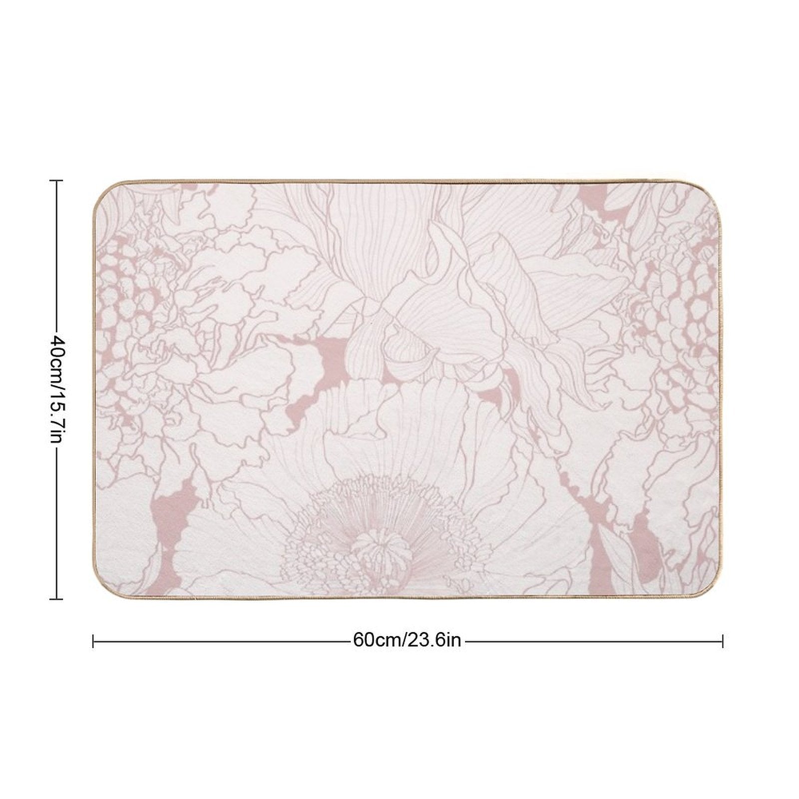 Elegant Seamless Pattern with Hand Drawn Line Garden And Tropical Flowers.  Eco-Friendly Bath Mat