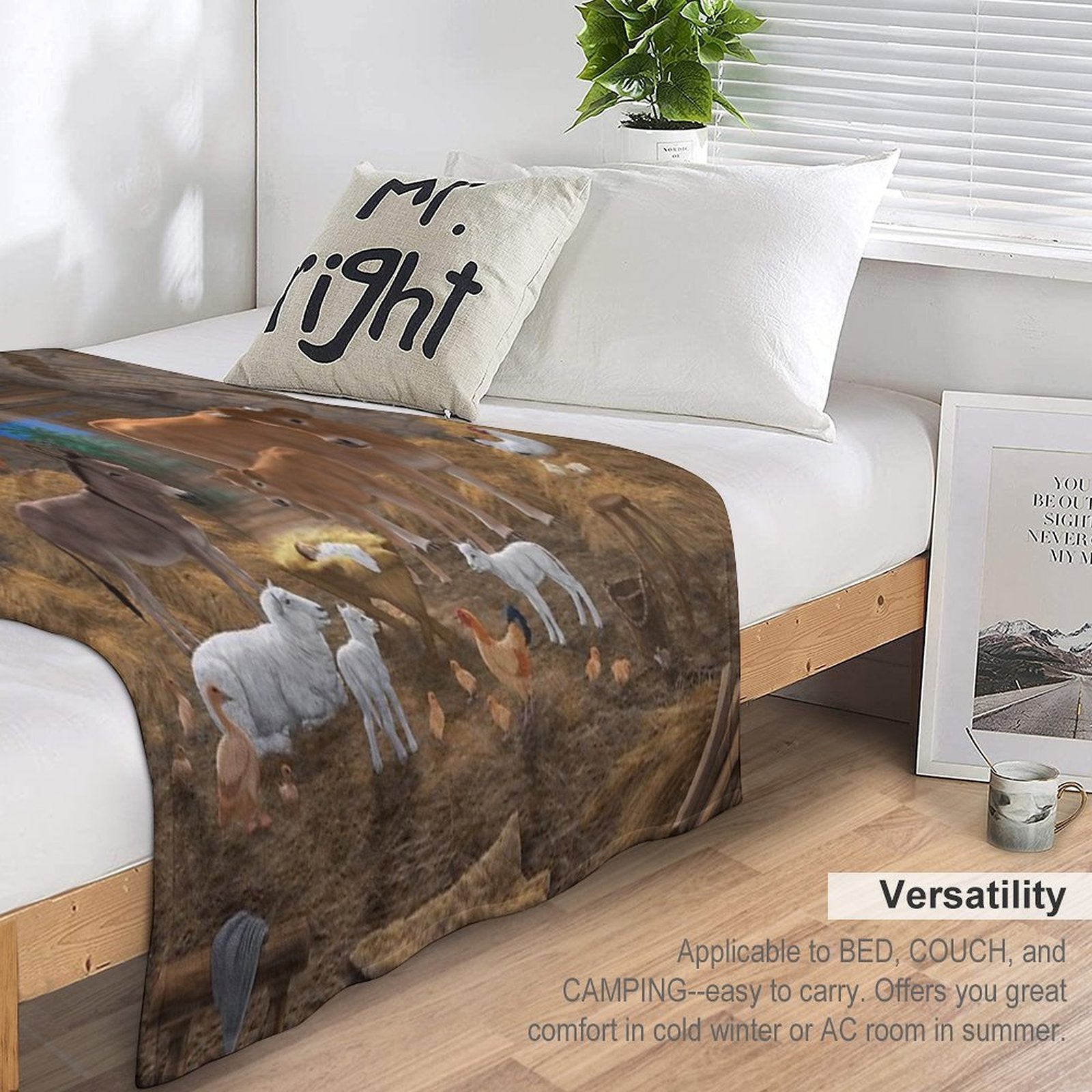 Baby Jesus In Manger Christmas Nativity Scene Premium Throw Blanket