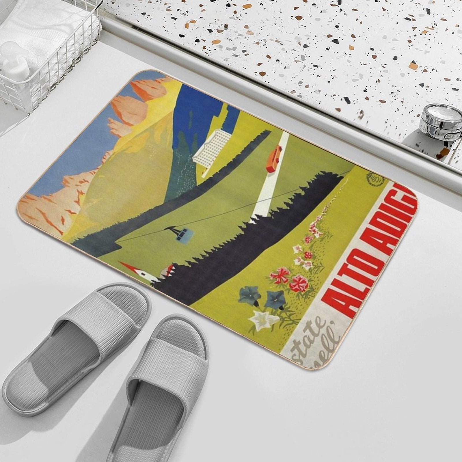Vintage Alto Adige South Tirol Italian Travel Ad  Anti-Trip Bath Mat
