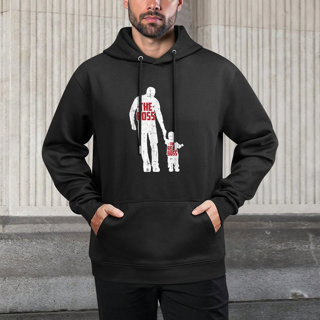 The Boss The Real Boss Fathers Day Dad Son Daughter Matching Pilling-Resistant Hoodie