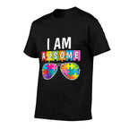 I Am Ausome Autistic Autism Awareness Puzzle Sunglasses Kids Comfortable T-Shirt