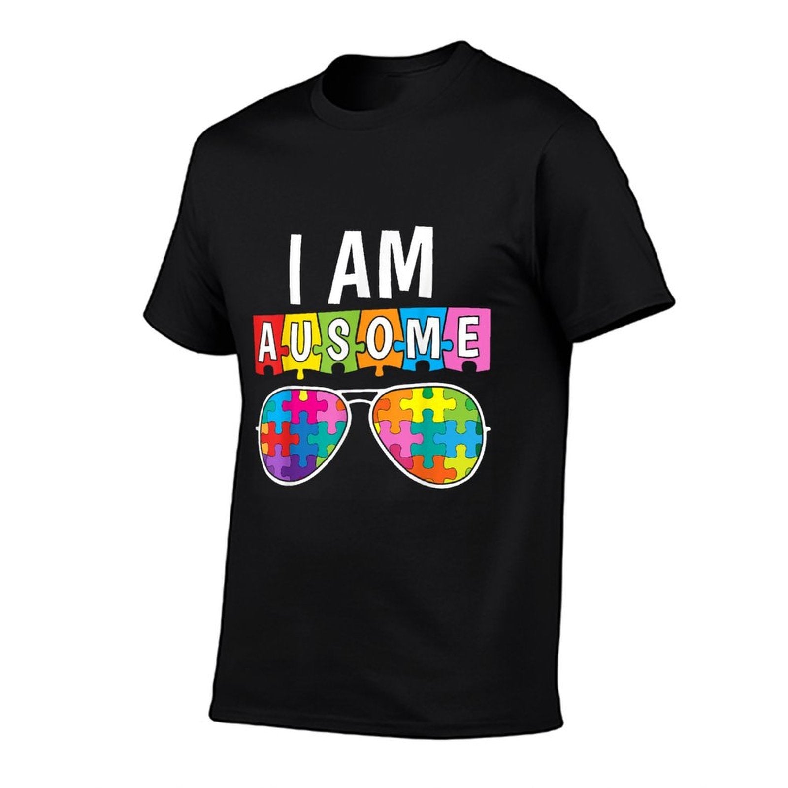 I Am Ausome Autistic Autism Awareness Puzzle Sunglasses Kids Comfortable T-Shirt