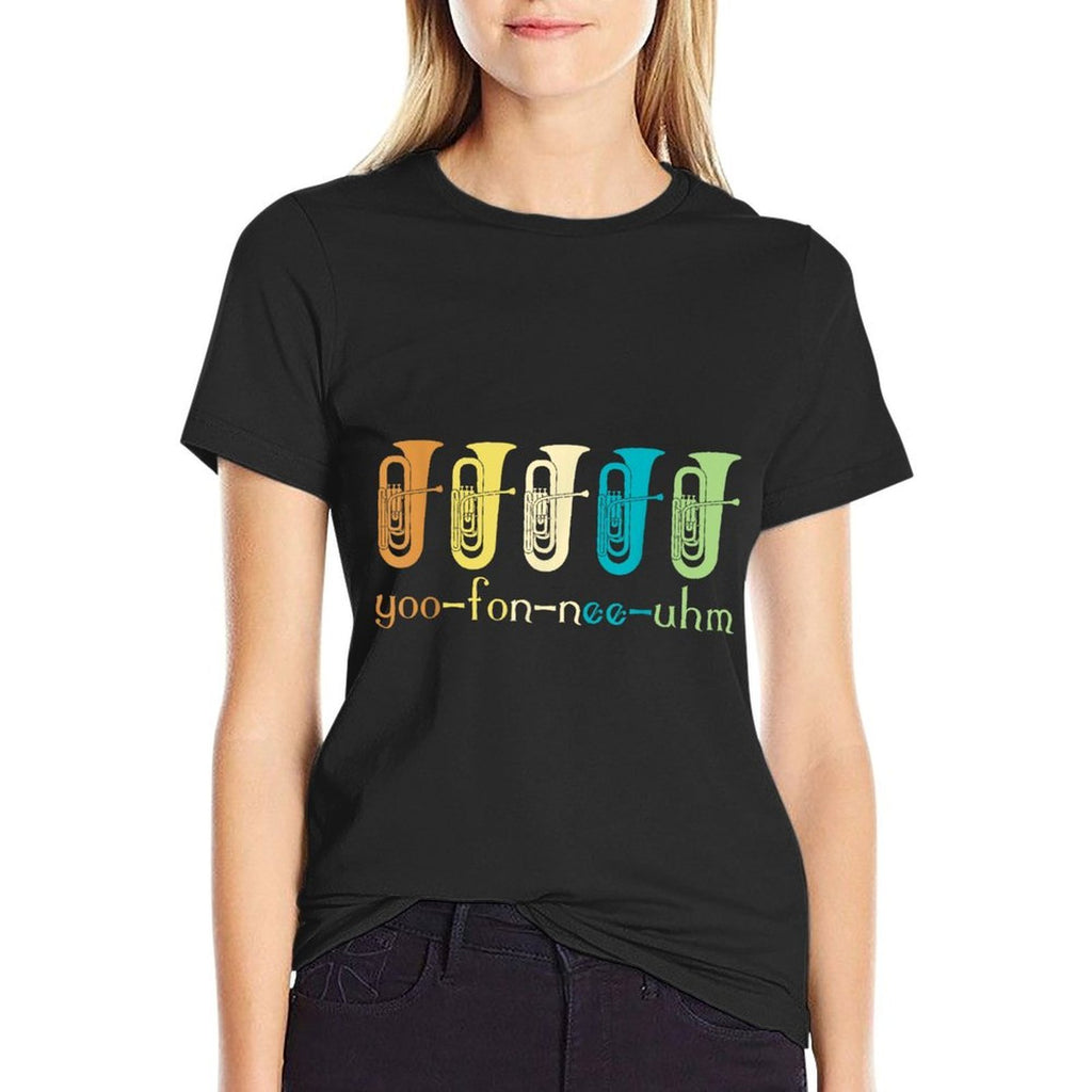Retro Euphonium Player Euphoniumist Brass Horn Marching Band  Oversized Silhouette T-Shirt