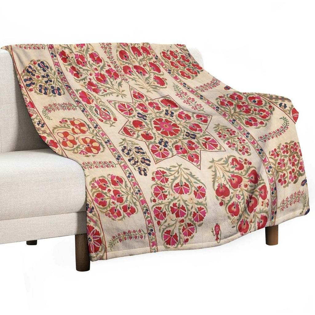 Bokhara Suzani Uzbekistan Floral Embroidery Print All-season Throw Blanket