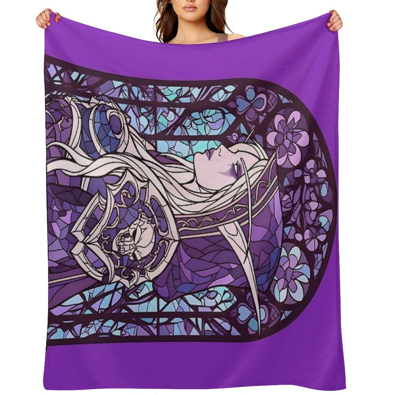 Stained Glass Sylvanas Wrinkle-free Throw Blanket