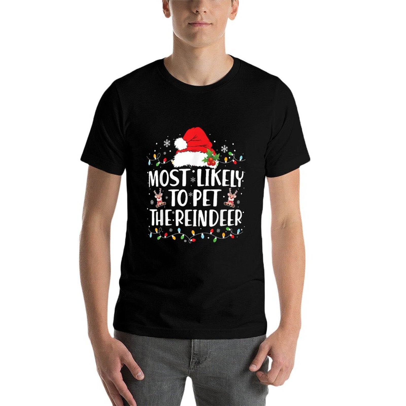 Most Likely to Pet The Reindeer Family Matching Christmas  Vintage-inspired T-Shirt