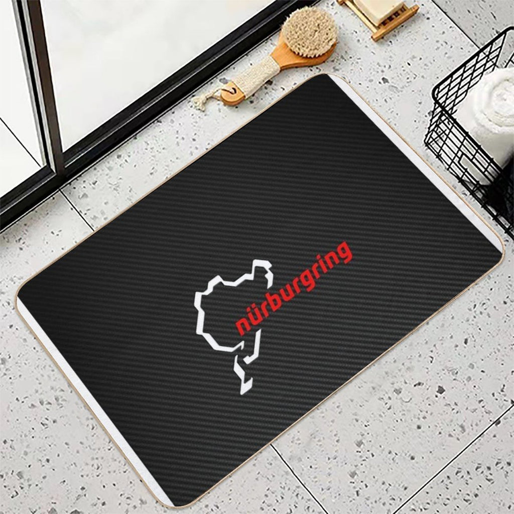 Nürburgring Carbon Fiber White  Red Durable Bath Mat