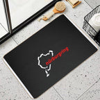 Nürburgring Carbon Fiber White  Red Durable Bath Mat