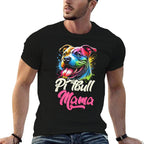 Pitbull Mama Colorful Pittie Mom Mothers Day Dog Lover  Fade-proof Color T-Shirt