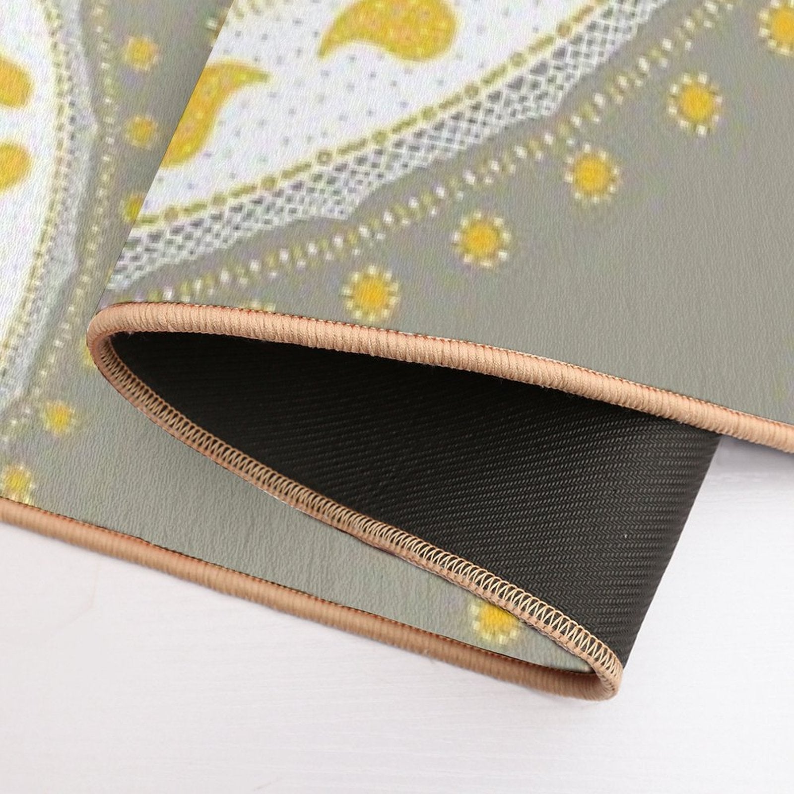 Gray Yellow White Mandalas  Rapid-Drying Bath Mat