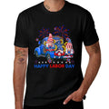 Happy Labor Day Fireworks American And Funny Gnomes  Wrinkle-resistant T-Shirt