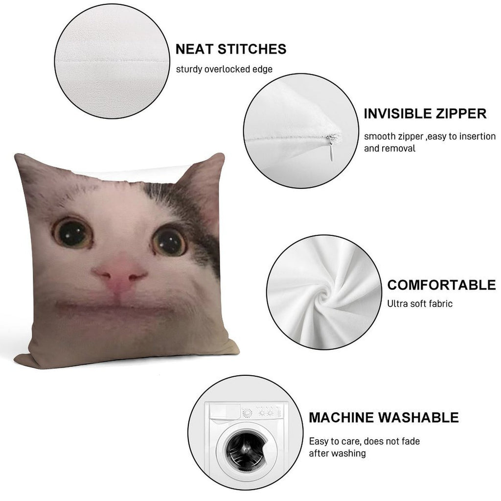 Polite Cat Meme, Funny Cat Meme Soft Warmth Comfort Throw Pillow