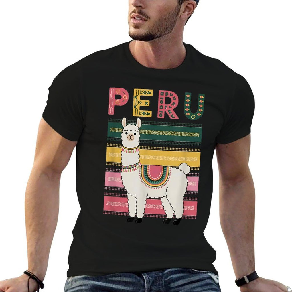 Cute Peruvian Llama from Peru - Fun Peru Design  Oversized Silhouette T-Shirt