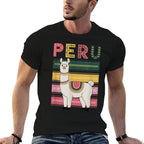 Cute Peruvian Llama from Peru - Fun Peru Design  Oversized Silhouette T-Shirt