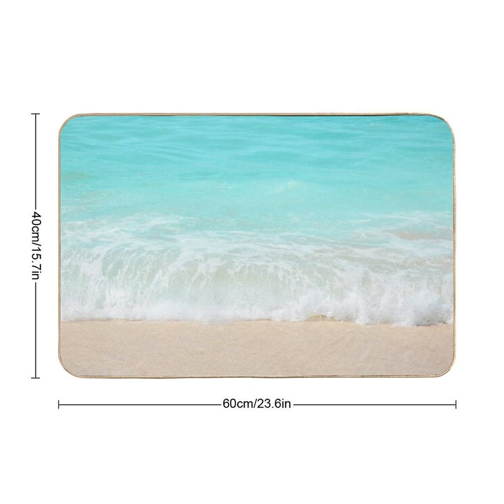 Bright Blue Calm Ocean Shore  Multi-Purpose Bath Mat