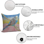 Sky Blue Budgie Soft Fade-Resistant Throw Pillow