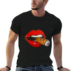Sexy Women Smoking Cuban Cigar Red Lips Smoking  Vintage-inspired T-Shirt
