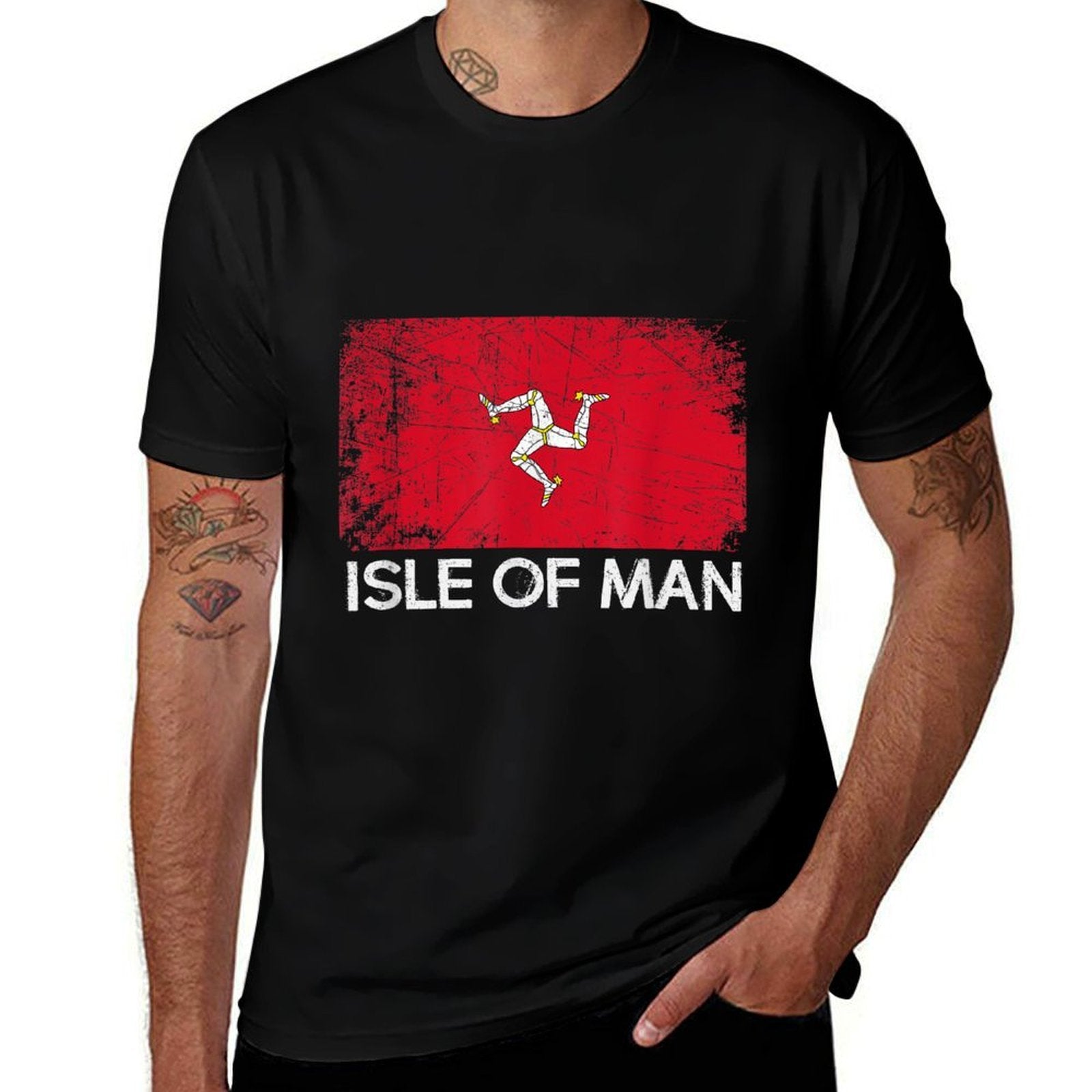 Manx  Vintage Made In Isle of Man Gift  Rolled Sleeves T-Shirt