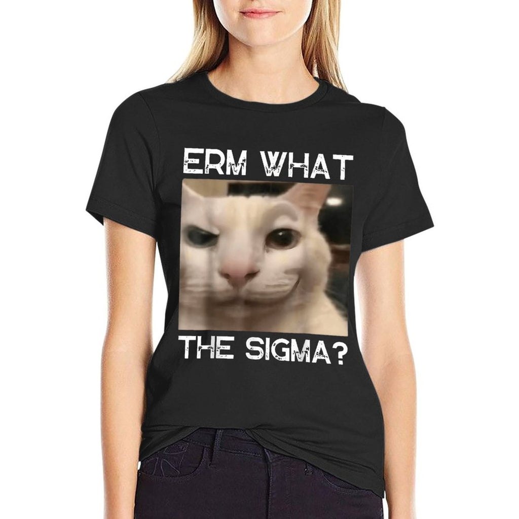Erm What Sigma Cat Meme Funny Memes Internet Memes Joke Mens  Ribbed Collar T-Shirt