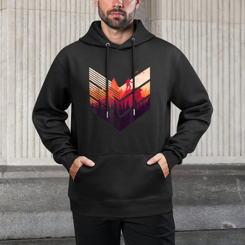 Geometric Hiking Graphic Colorful Nature Woods Landscape Breathable Fabric Hoodie