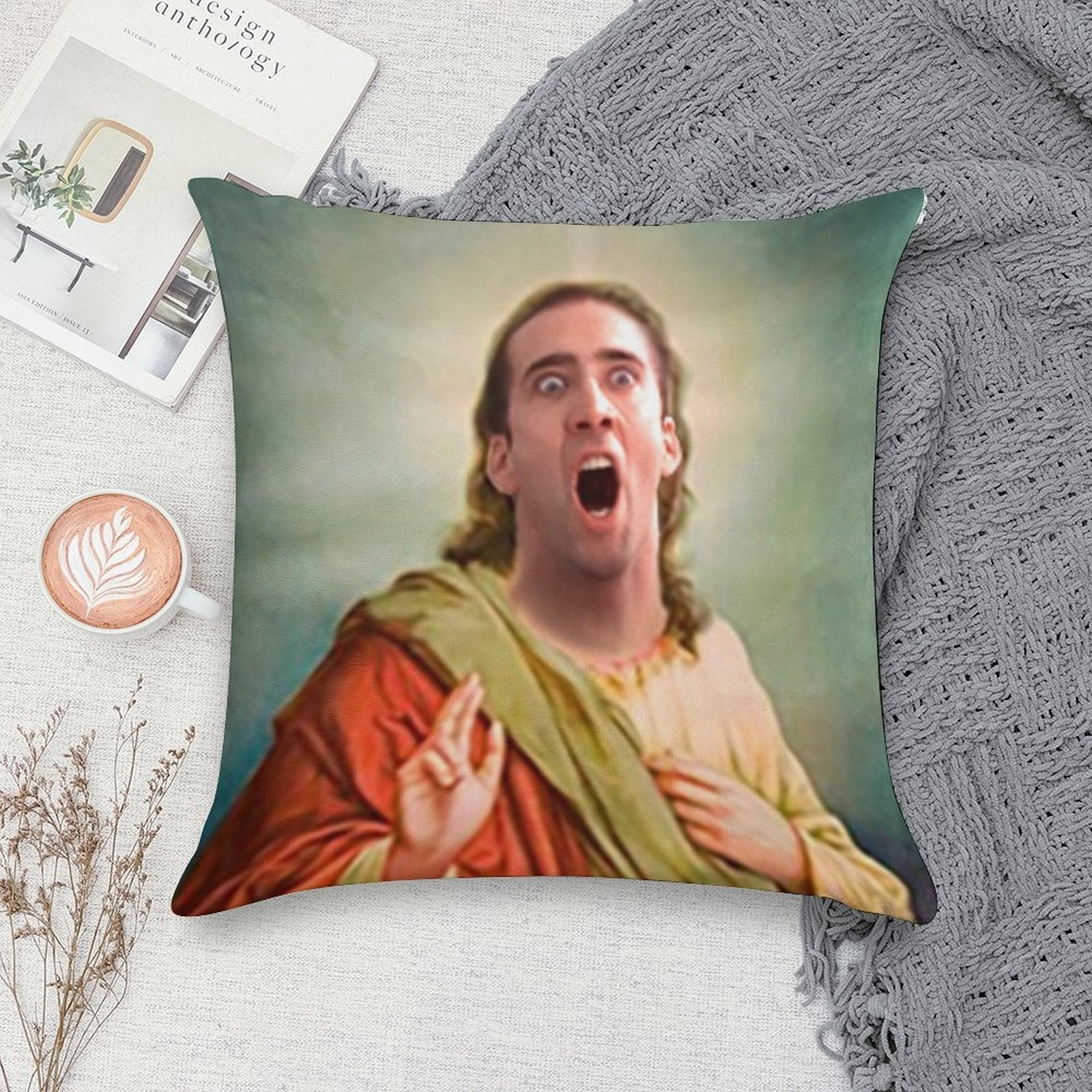 Saint Nicolas Cage The Glorious Soft Gift Ready Throw Pillow