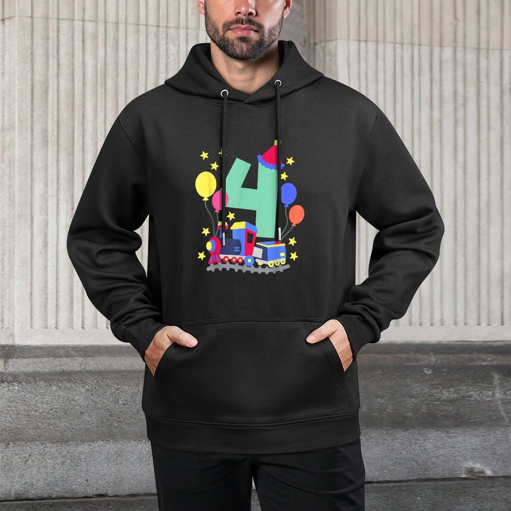 4th Birthday Train Lovers I&#39;m 4 Boys Kids Four Years Old Colorfast Hoodie