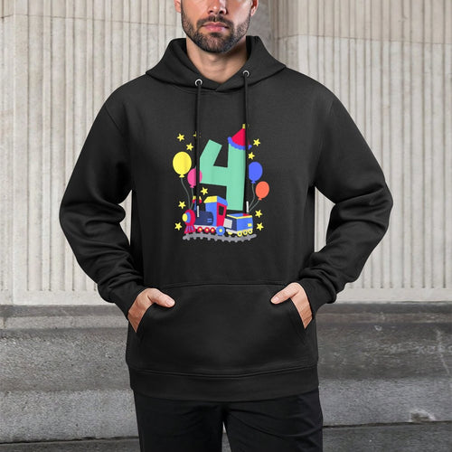 4th Birthday Train Lovers I'm 4 Boys Kids Four Years Old Colorfast Hoodie