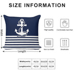 Nautical Navy Blue Stripes And White Anchor Soft Bedroom Essential Throw Pillow