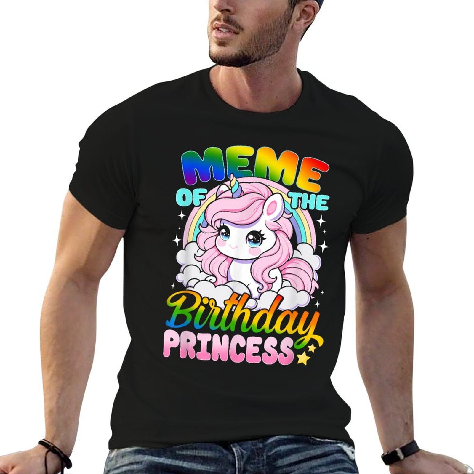 Meme Of The Birthday Princess Unicorn Matching Family  Heathered Texture T-Shirt