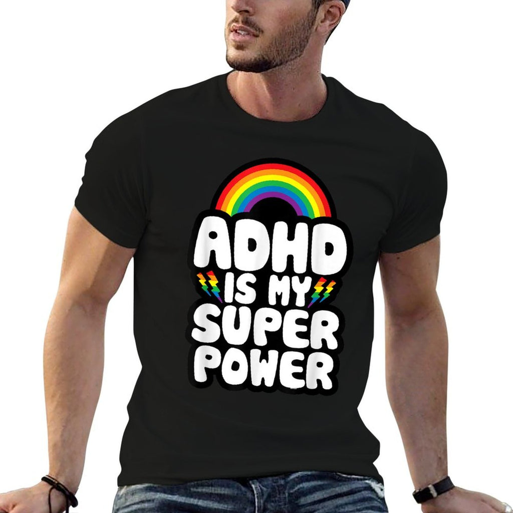 ADHD Quote for Kids Adults  ADHD Is My Superpower  Rainbow  Oversized Silhouette T-Shirt